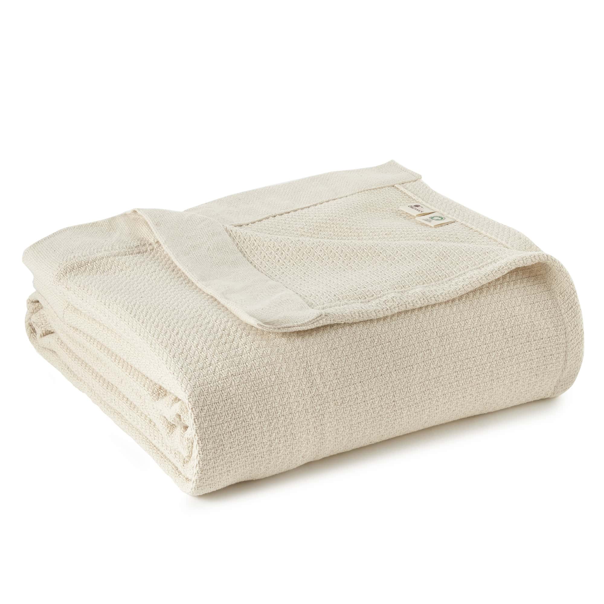 SustainState organic cotton woven blanket — natural