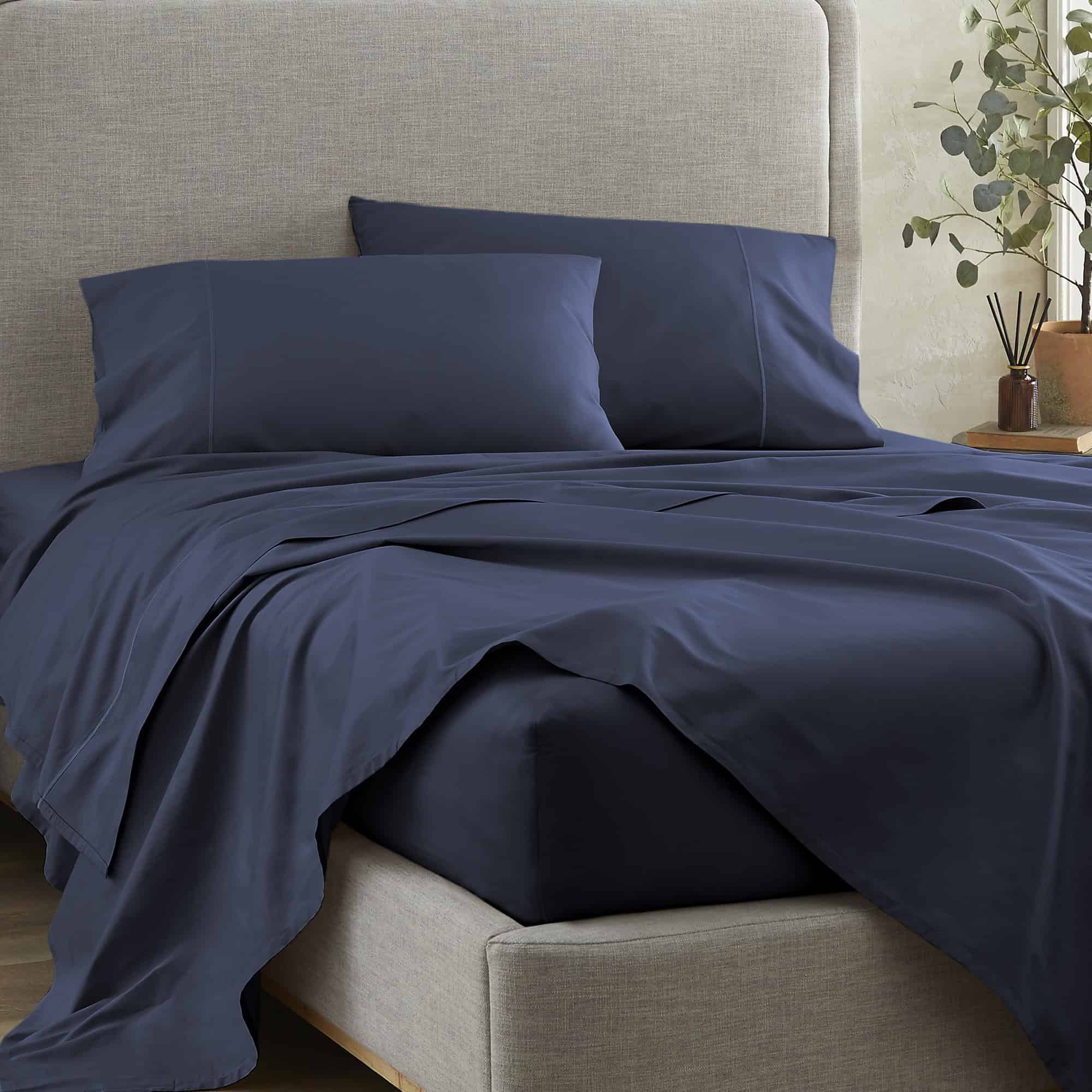 Organic cotton sateen pillowcases styled scene
