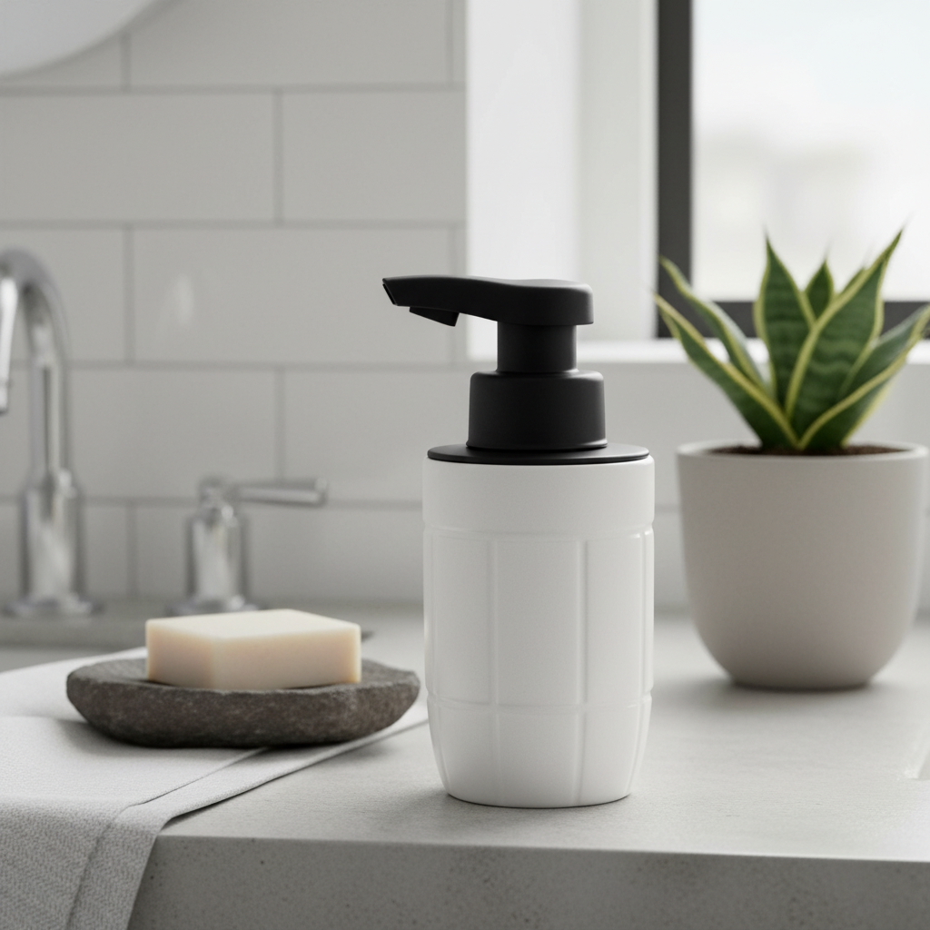 Eco-Brutalism Foaming Soap Dispenser — Recycled Ceramic