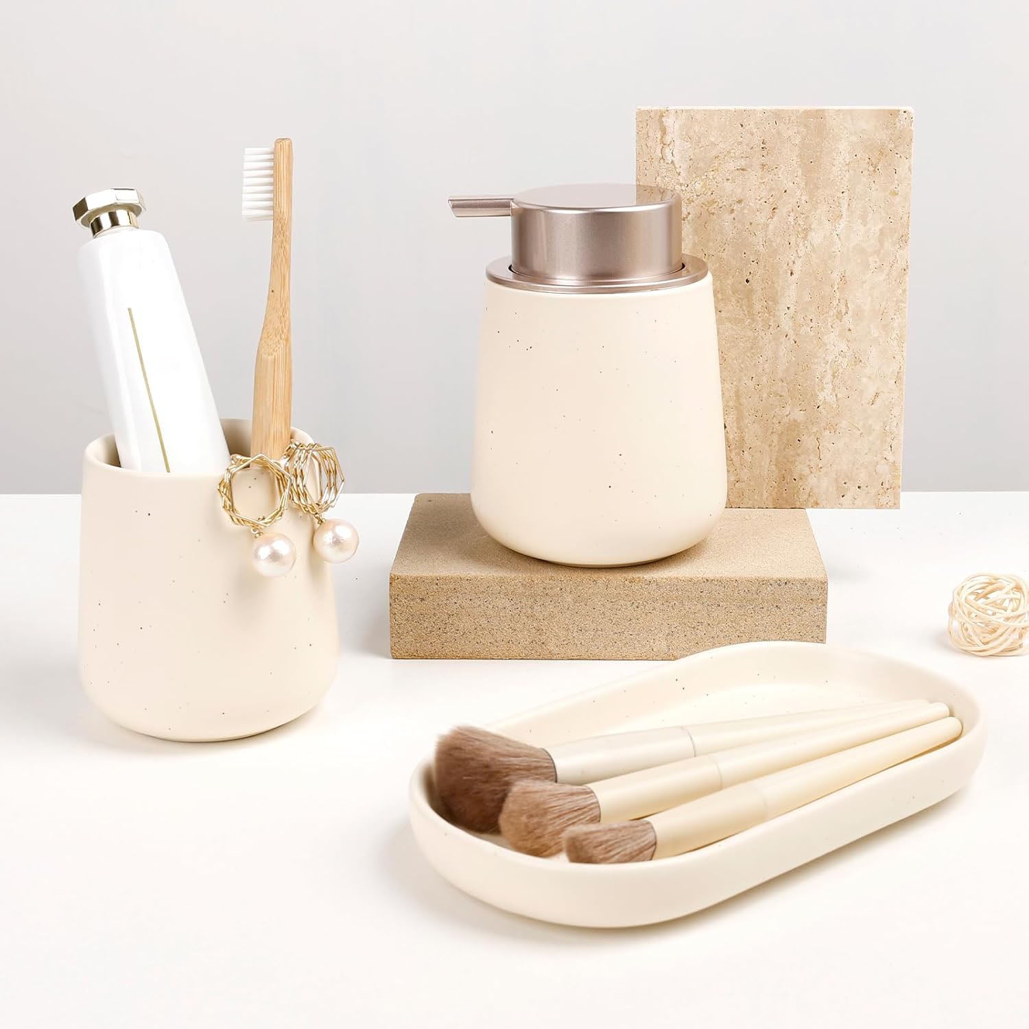 Modern 3-Piece Foaming Bathroom Set — Recycled Ceramic