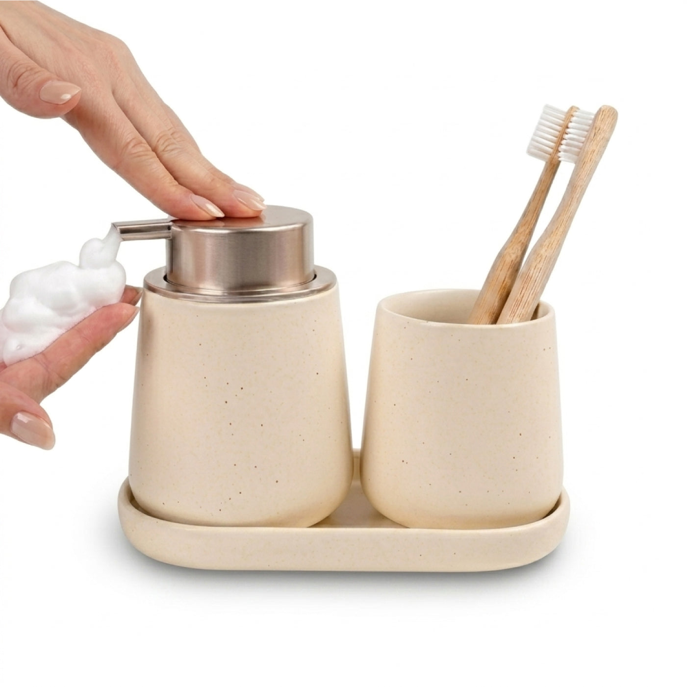 Modern 3-Piece Foaming Bathroom Set — Recycled Ceramic