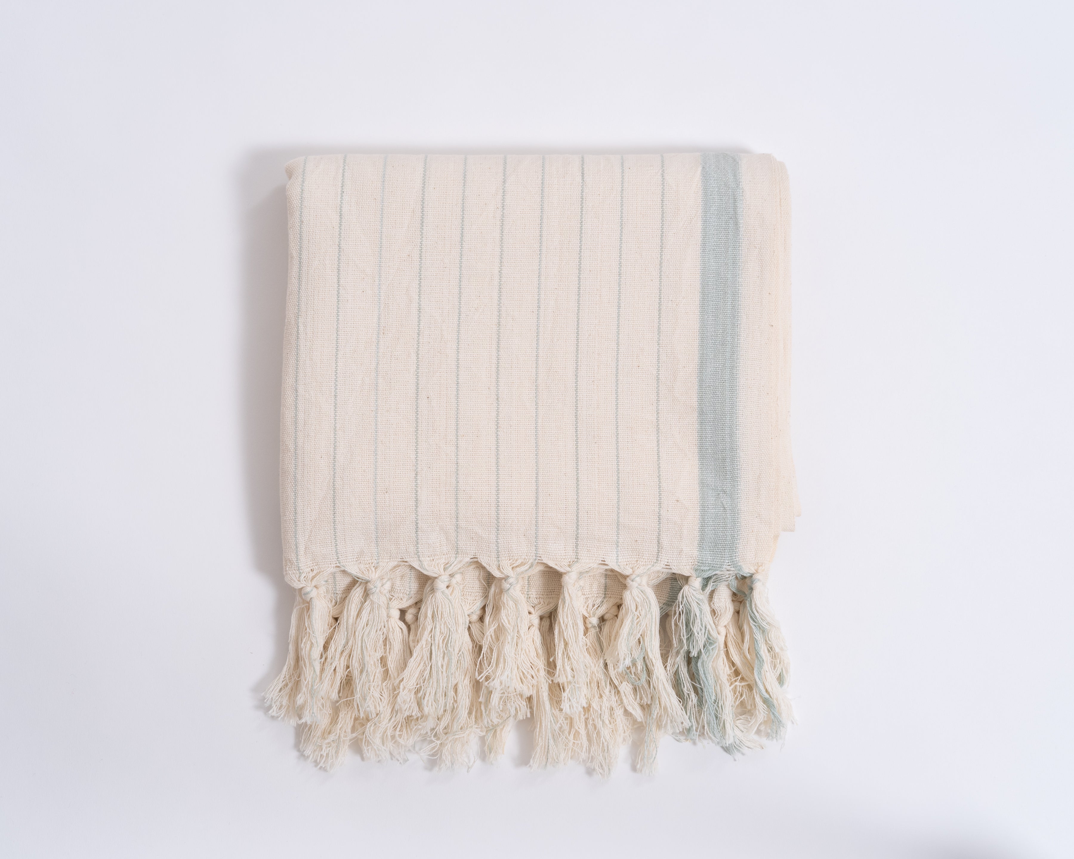 Drama blue handwoven cotton-linen towel