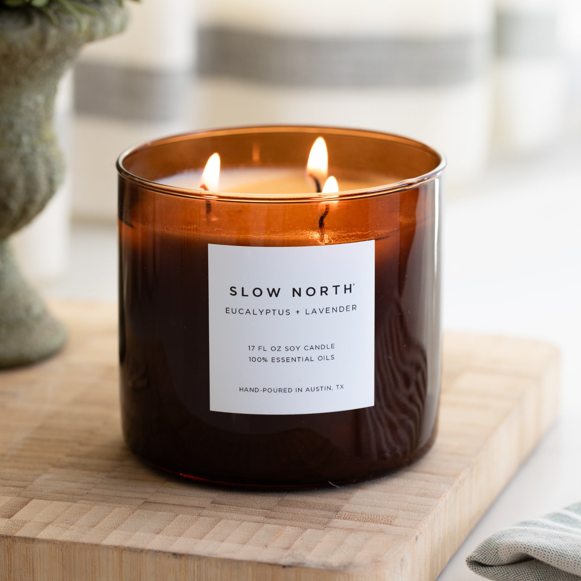 Eucalyptus and lavender three-wick candle