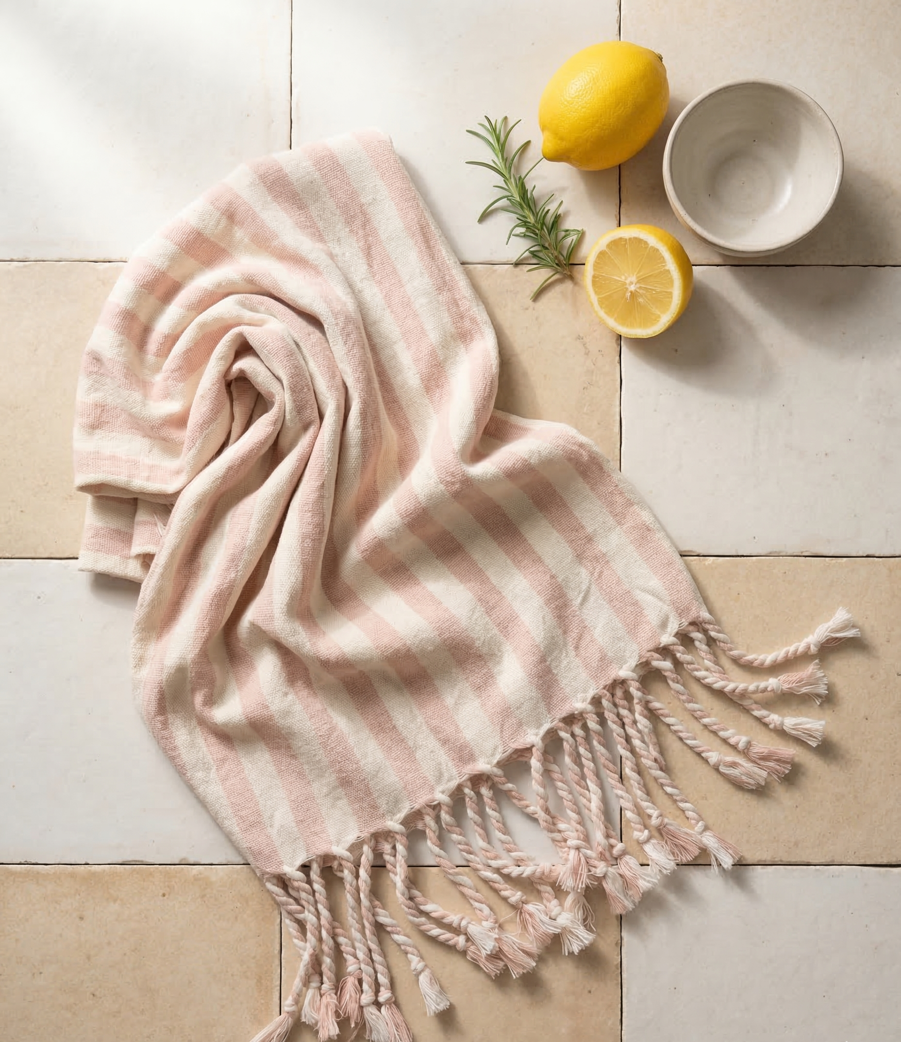 Girit Salmon Cotton Linen Towel
