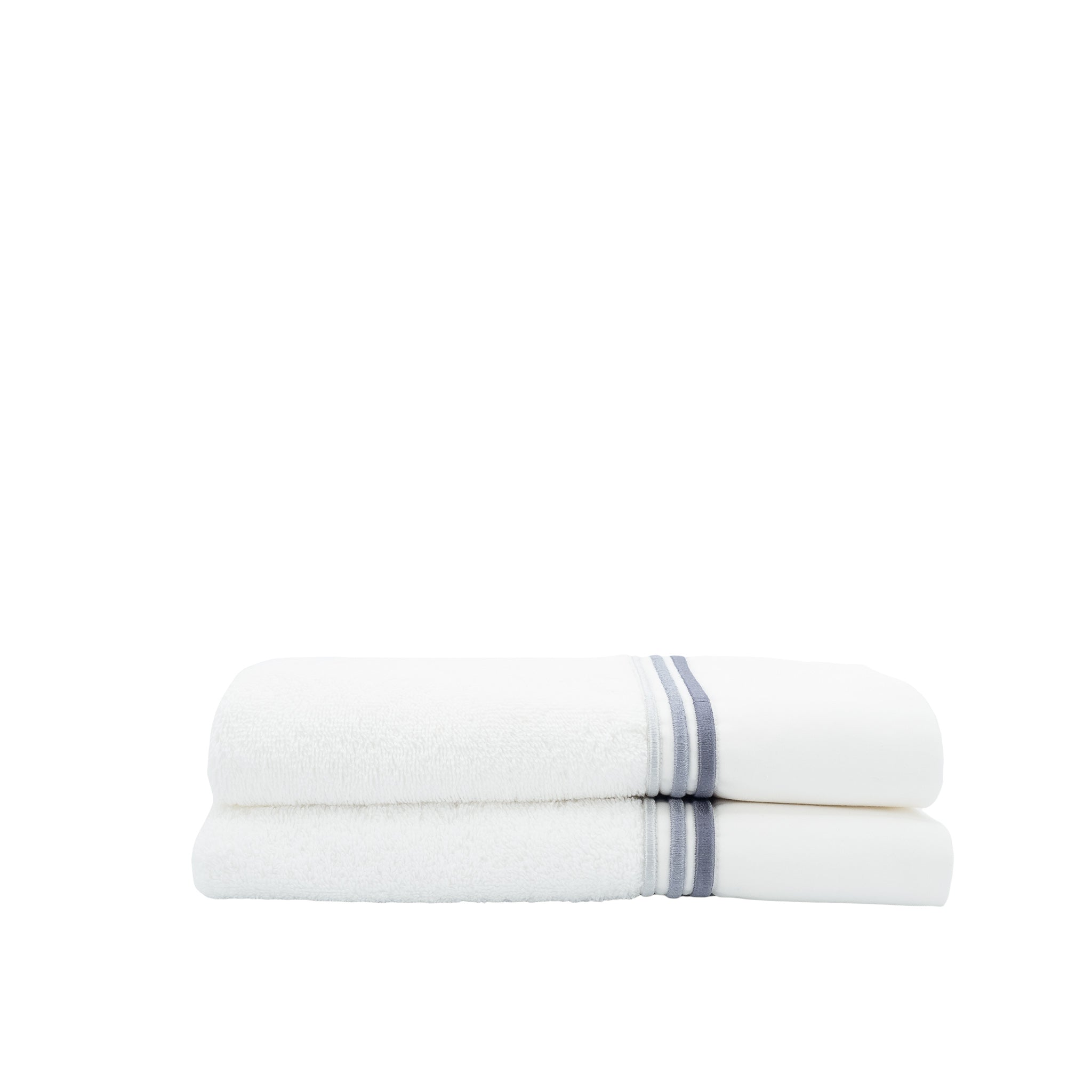 Gray Stripe French Border Guest Towels — Set of 2