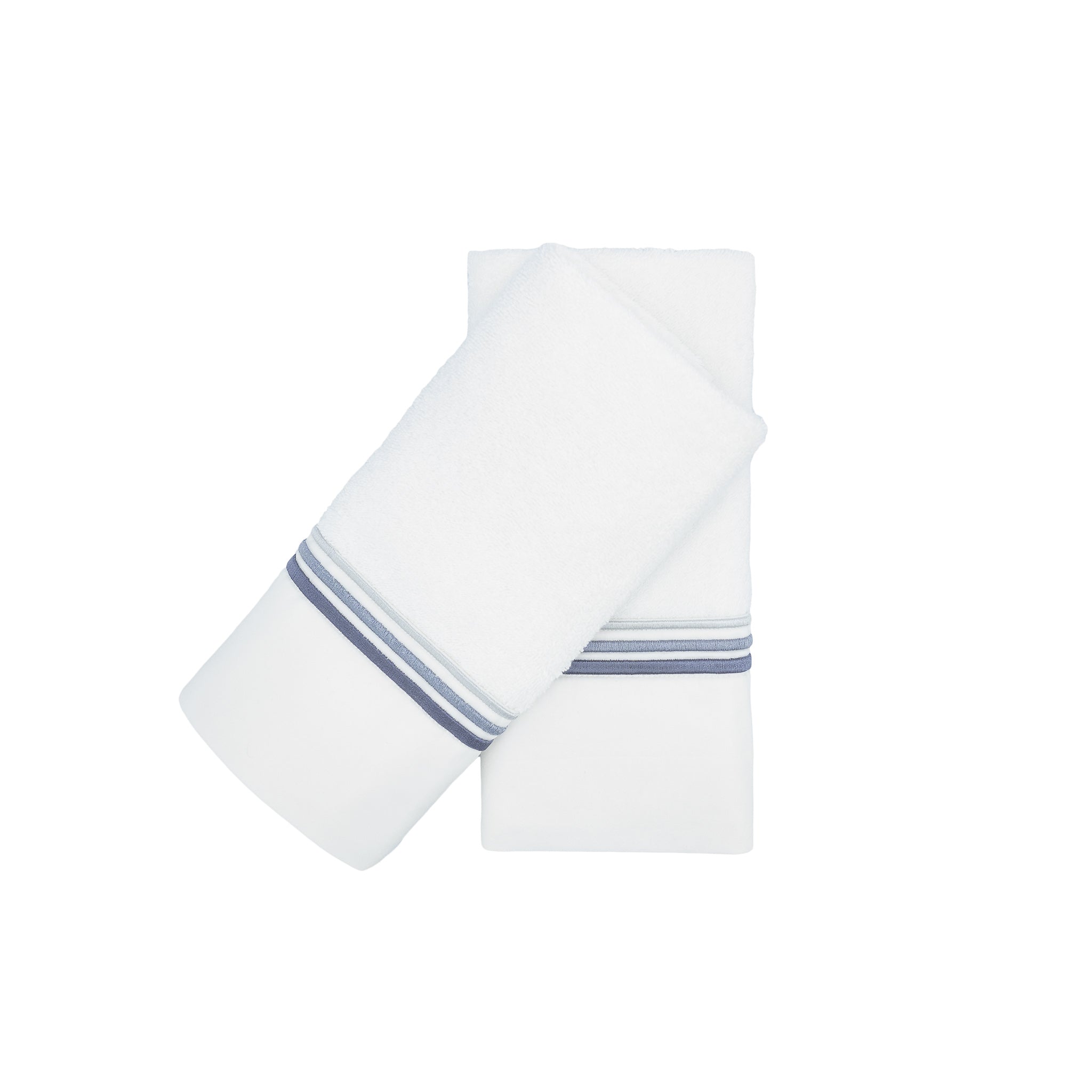 Gray Stripe French Border Guest Towels — Set of 2
