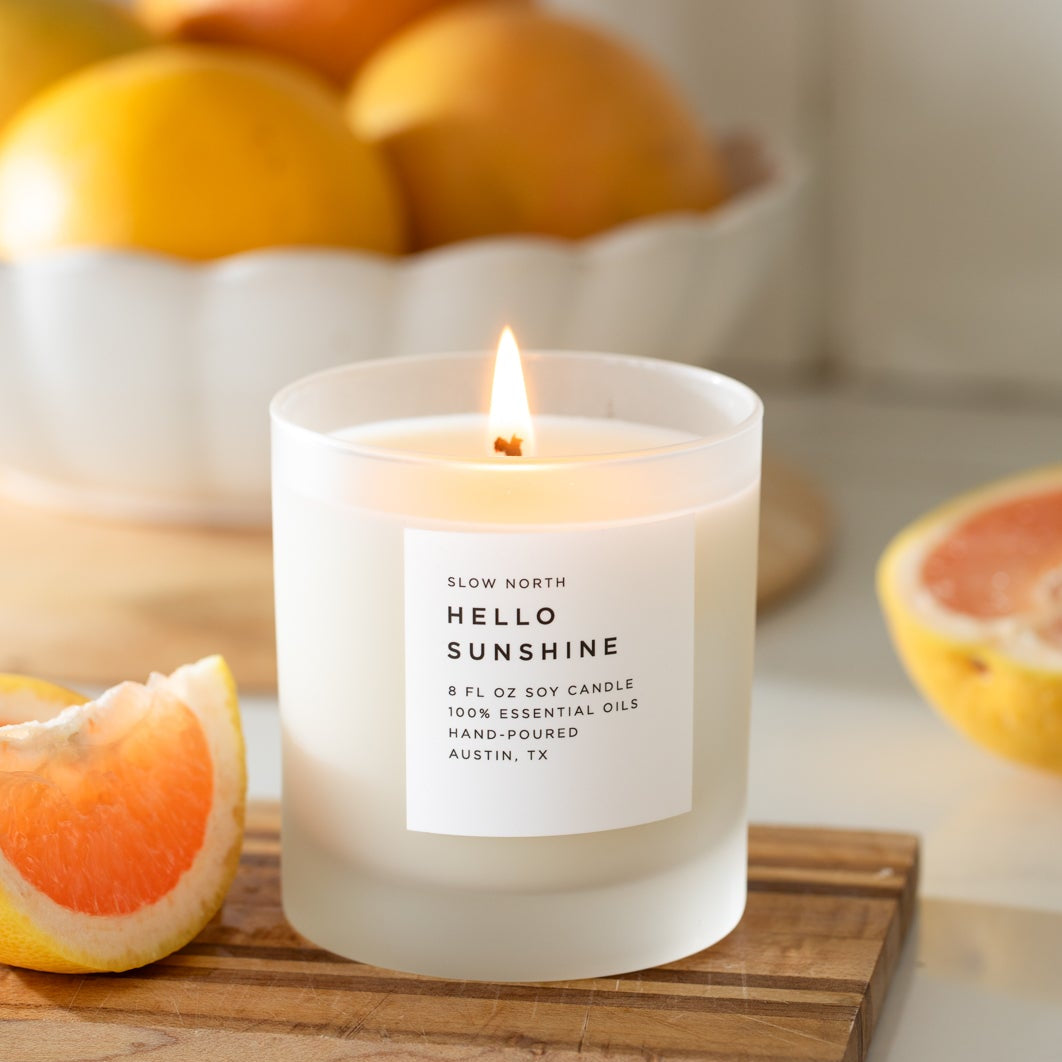 Hello Sunshine grapefruit and geranium candle