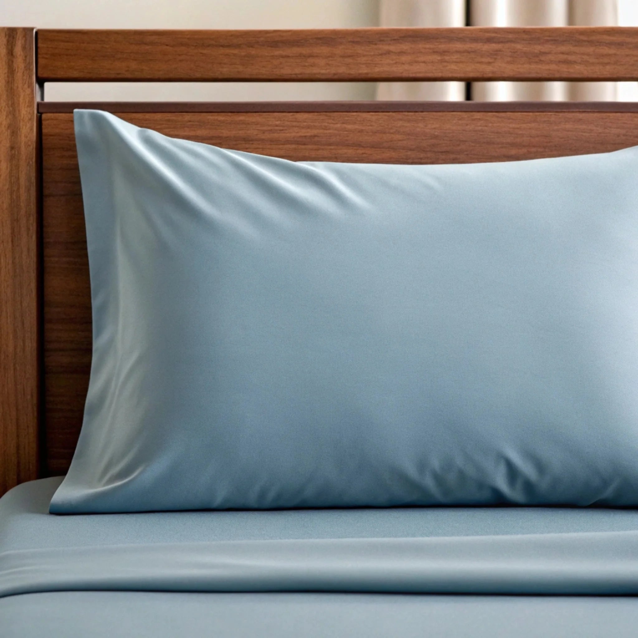 Copper-infused bamboo pillowcase pair in dusty blue